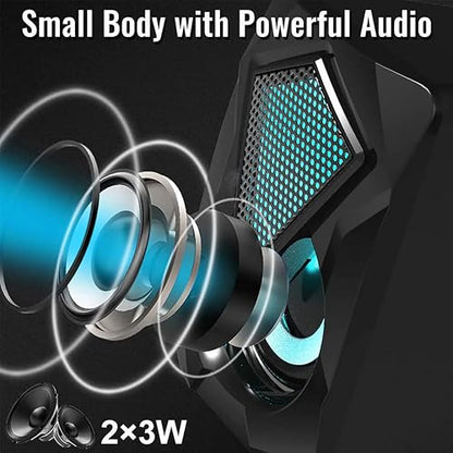 Computer Speakers X2 Wired PC Speaker 2.0 USB Gaming Powered Stereo Mini Multimedia Volume Control with RGB Lights 3.5mm Aux Input for Phone Tablets Desktop Laptop