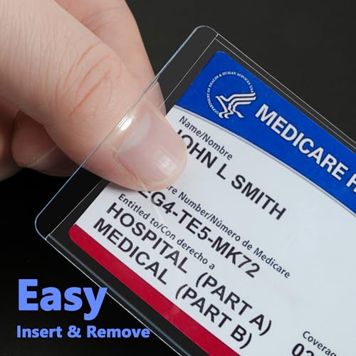New Medicare Card Holder Protector Sleeves, Social Security Card Protector, 12 Mil Clear PVC Water Resistant Plastic Sleeves for New Medicare/Social Security/Business/ID/Credit Cards(6 Pack)