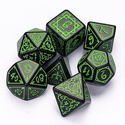 5 Sets DND Dice Druid Polyhedral Dice Set (35pcs) with 1 Large Leather Bag, D&D Die Set for RPG Table Games (5Sets/35Pcs Druid Die) - color: 5sets/35pcs Druid Dice