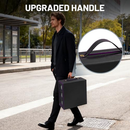 Commander Deck Box with Handle, Trading Card Storage Box for MTG&TCG.7 in 1 MTG Deck Box with 6 Toploaders, 6 Stoppers, 10 Colorful Dividers. (Black& Purple, 7 IN 1) - color: Black& Purple
