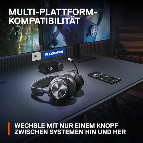 SteelSeries Arctis Nova Pro Wireless Multi-System Gaming Headset - Premium Hi-Fi Drivers - Active Noise Cancellation - Infinity Power System - Stealth Retractable Mic - PC, PS5/PS4, Switch, Mobile - color: Black, style: PC