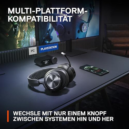 SteelSeries Arctis Nova Pro Wireless Multi-System Gaming Headset - Premium Hi-Fi Drivers - Active Noise Cancellation - Infinity Power System - Stealth Retractable Mic - PC, PS5/PS4, Switch, Mobile - color: Black, style: PC