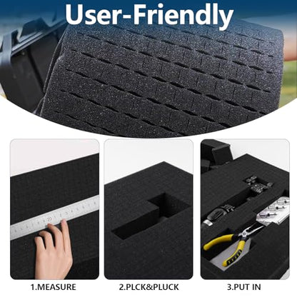 4pcs Pick and Pluck Foam - 12 x 12 x 2 &12 x 12 x 0.4 IN Gun Case Foam Sheets Padding Pre-Cube Sheets with Bottom Packing for Gun Cases Padding Storage Organizer - size: 2 size- length 12in