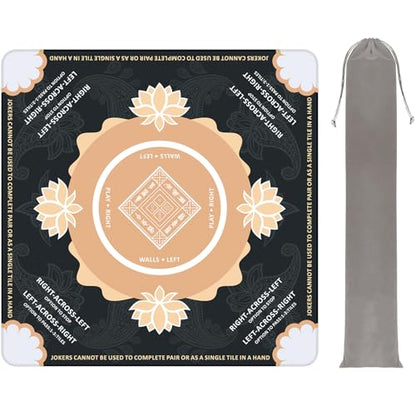 Mahjong Mat for Table,31.5 * 31.5in 3mm，Non-Slip, Silent. | Mahjong Mat with Rules with Storage Bag， Reduction Gaming Mat for Mahjong, Poker, Board Games, Dominoes(Black) - color: Black