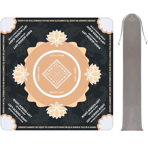 Mahjong Mat for Table,31.5 * 31.5in 3mm，Non-Slip, Silent. | Mahjong Mat with Rules with Storage Bag， Reduction Gaming Mat for Mahjong, Poker, Board Games, Dominoes(Black) - color: Black
