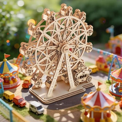Ferris Wheel 3D Wooden Puzzle DIY Building Model Kit | For Adults, Xmas Gift - style: Ferris Wheel