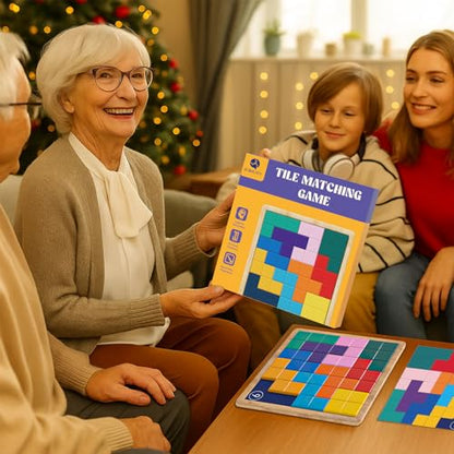 Dementia Activities for Seniors, Memory Games for Seniors with Alzheimers, Wooden Tiles Matching Puzzle Game, Dementia Products for Elderly Adults, Brain Exercise Gift for Parents or Nursing Home