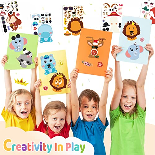 sinceroduct 60 Sheets Make a Face Stickers for Kids, Make Your Own Sticker,20 Styles Waterproof Kids Animal Stickers for Christmas, Party Favor Decoration, Gift, Reward, Travel Activities - style: Animal Style 60