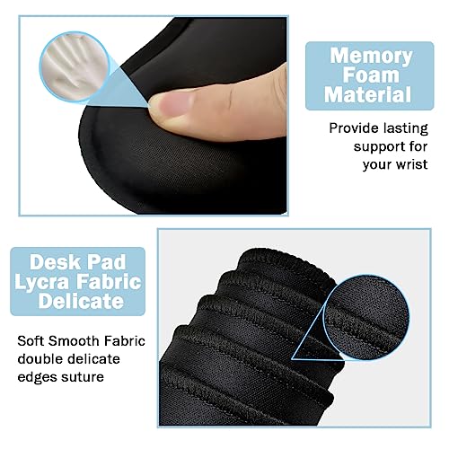 Large Mouse Pad and Keyboard Wrist Rest, Desk Pad for Keyboard and Mouse, 4-in-1 Large Gaming Mouse Pad with Wrist Support, Desk Mat for Home Office Study Game-Black - color: Black