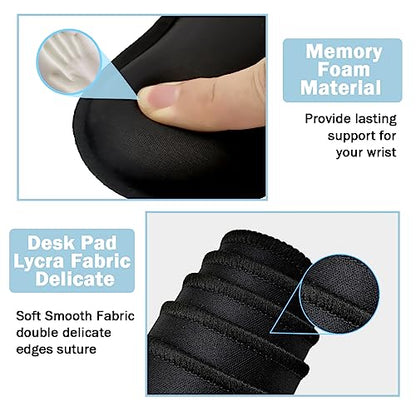 4-in-1 Large Gaming Mouse Pad, Keyboard Wrist Rest Pad & Wrist Support Mousepad Set, Extended Desk Pad Waterproof Desk Mat for Home Office Study Game-Black - color: Black