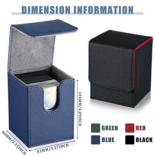 Yookeer 4 Pieces Leather Deck Card Boxes Cards Deck Game Box for Collectible Playing Card Box Compatible with MTG Commander(Black and Red, Green, Blue, Red,Vertical) - color: Black and Red, Green, Blue, Red, style: Vertical
