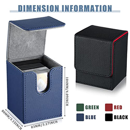 Yookeer 4 Pieces Leather Deck Card Boxes Cards Deck Game Box for Collectible Playing Card Box Compatible with MTG Commander(Black and Red, Green, Blue, Red,Vertical) - color: Black and Red, Green, Blue, Red, style: Vertical