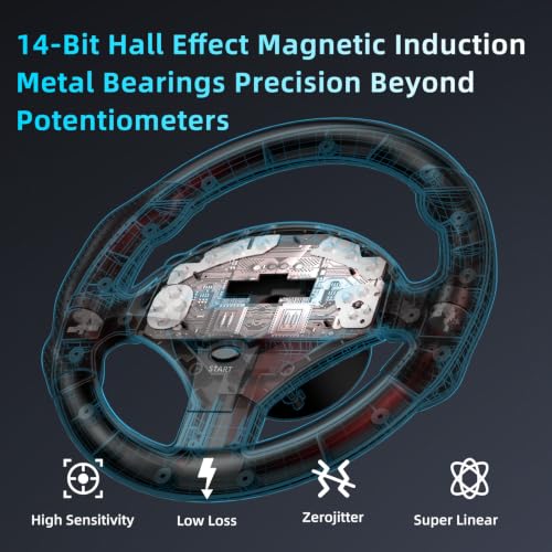 DOYO F9 Pro 900° Racing Steering Wheel with H-Shifter & Linear Pedals, Hall Effect Precise Linear Steering, Dual Mode Switch, Adjustable Tilt Height Sim Racing Wheel for PC PS3 Truck Drift Games - color: Black-270/450/900° 6-Speed H-Pattern Shifter