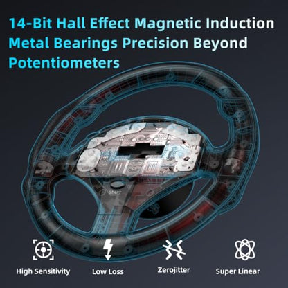 DOYO F9 Pro 900° Gaming Steering Wheel with H-Shifter & Linear Pedals, Hall Effect Precise Linear Steering, Dual Mode Switch, Adjustable Tilt Height Sim Racing Wheel for PC PS3 Truck Drift Games - color: Black-270/450/900° Sequential Shifter