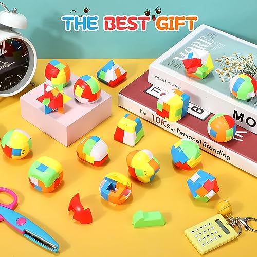 Syhood 24 Pieces Brain Teaser Puzzles for Adults Mind Game Toys Set, 3D Plastic Unlock Interlock Puzzle, Cube, Ball, Barrel, Interlocking Sensory Educational Toys for Mind, Iq, Logic Test