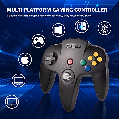 KIWITATA Wireless N64 Controller for Switch Games, 2.4GHZ Wireless N64 Remote Game Pad Joystick Controller Compatible with N64 Console, Switch/Switch Lite/Switch OLED, MAC, PC Windows 7,8,10,11 Black - color: black