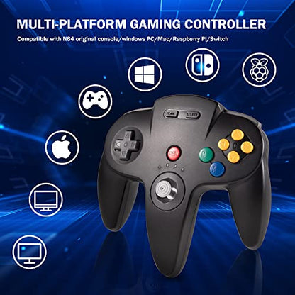 KIWITATA Wireless N64 Controller for Switch Games, 2.4GHZ Wireless N64 Remote Game Pad Joystick Controller Compatible with N64 Console, Switch/Switch Lite/Switch OLED, MAC, PC Windows 7,8,10,11 Black - color: black