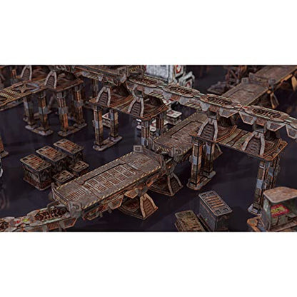 TinkerTurf Sci-Fi Terrain: MagLev Rail Add-on, Abandoned Theme, Sturdy, Affordable, Great-Looking Full-Color Terrain, Quick and Easy to Assemble, Virtually Limitless Setups - style: Add-On (Abandoned)