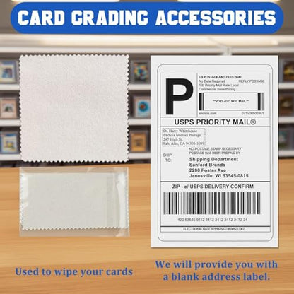 DEDC Card Grading Submission Kit Card Grading Shipping Mailing Box for PSA, CGC, SGC Trading Card- 25 Semi Rigid Card Holders, 50 Card Sleeves, 1 Shipping Label + 1 Wiping Cloth (3-Set-Universal) - size: 3-set- Universal