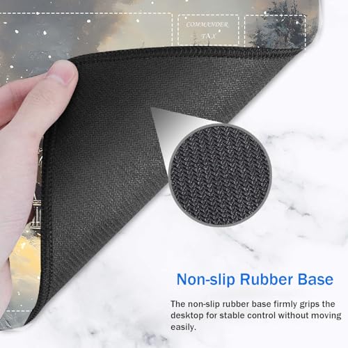 for MTG/TCG Playmat with Zones, 24 x 14 inches Trading Card Playmat with A Storage Bag and 6 Dice, Non-Lip Rubber Bottom Game Desk Mat, Steam Train in The Snowy Night - color: Yux-playmats-2-3A-252