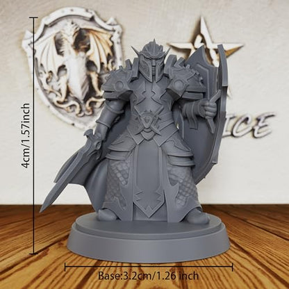 AUSPDICE Elf Paladin 28mm Unpainted Fantasy Miniature with Sword AS224 | Armored Elf Knight Figure with Sword and Shield for Dungeons and Dragons, TTRPGs, Fantasy Campaigns and Dungeon Masters