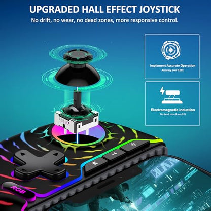 MystNova Wireless Phone Controller for iPhone & Android - Mobile Gamepad with Hall Effect Joysticks, Compatible with Xbox/Steam Link/Cloud Gaming, Ergonomic Design, Long Battery Life(Black-Ripple) - color: Colorful
