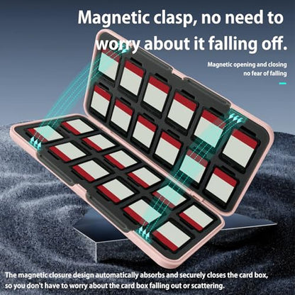 ONETIAOLONG Switch Game Case Holder for Switch 2 & OLED & Lite with 24 Cartridge Slots and 48 Micro SD Card Storage with Magnetic Closure,Protective Hard Shell and Soft Lining for Easy carrying - color: Pink, style: 24-slots