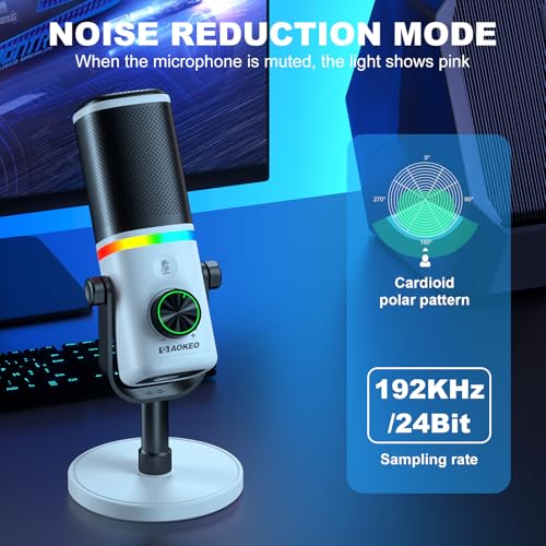 Microphone for PC, AK-10 USB/XLR Dynamic Desktop Microphone for Gaming,Podcast,Streaming with RGB Light,Volume Control,Mute Button,Noise Reduction - color: Black