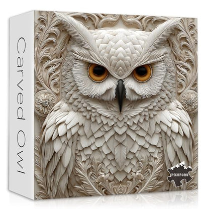 Owl Puzzles for Adults 1000 Pieces, Nature Animal Bird Unique Carved Art Puzzles, Impossible Hard Challenge Jigsaw Puzzle - style: White Owl Puzzles Puzzles