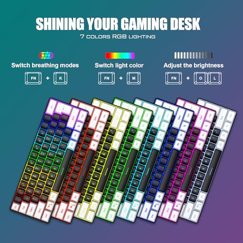 RedThunder 60% Gaming Keyboard and Mouse Combo, Ultra-Compact 61-Key RGB Backlit Mini Keyboard, Lightweight 7200 DPI Honeycomb Optical Mouse, RGB Wired Gaming Set for PC PS5 Xbox Gamer(Black-White) - style: 01 Black-White Wired Combo