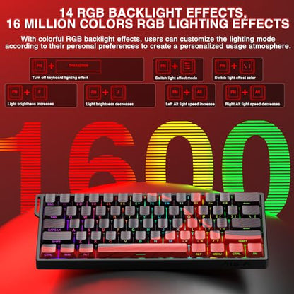 AULA WIN60 HE MAX - 60% Mechanical Gaming Keyboard Wired, Hall Effect Magnetic Switches Hot Swappable, Adjustable Actuation Rapid Trigger Mode, 8000 Hz Polling Rate, 60 Percent Keyboard Compact Design - color: Red