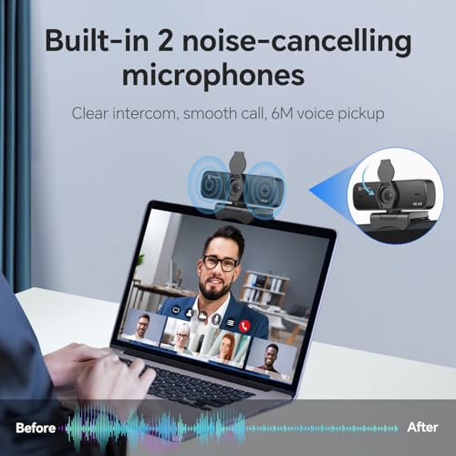 4K Webcam for PC with Fast Autofocus and Sony Sensor, Dual Noise-Reduction Microphones, Auto Light Correction, 4K 30FPS UHD, 77° FOV USB Webcam with Tripod for Zoom, Teams, Mac and Streaming - size: With Tripod