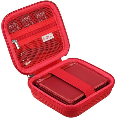 BOVKE Carrying Case Compatible with Anbernic RG35XXSP Handheld Game Console, RG35XXSP Clamshell Retro Games Consoles Flip Hand-held System Holder with Mesh Pocket for Cables and Accessories, Red - style: Red Case