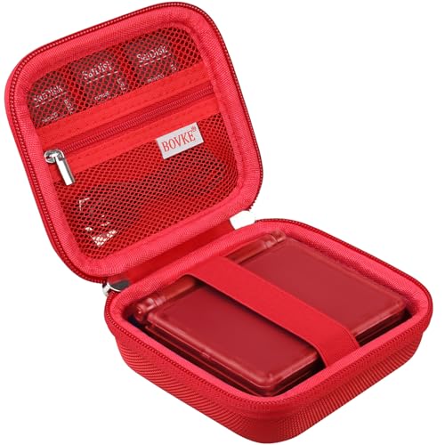 BOVKE Carrying Case Compatible with Anbernic RG35XXSP Handheld Game Console, RG35XXSP Clamshell Retro Games Consoles Flip Hand-held System Holder with Mesh Pocket for Cables and Accessories, Red - style: Red Case