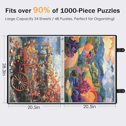 Nariolar Puzzle Storage Folder for 1000 Pieces | 24 Sheets/48 Puzzles, Large Capacity Portable Puzzle Album to Store Finished Puzzles - style: 1000pcs-bound Folder