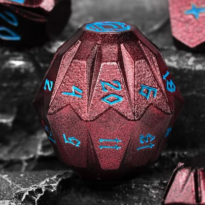 FONVGOGO Metal Dice Set D and D for Dungeons and Dragon, Metal Polyhedral DND Dice with Cardboard Box Unique Cool RPG Dice for Role Playing Tabletop Games Gifts (Brown Blue) - color: S Brown Blue