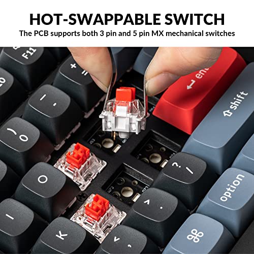 Keychron V6 Wired Custom Mechanical Keyboard Knob Version, Full-Size QMK/VIA Programmable Macro with Hot-swappable Keychron K Pro Red Switch Compatible with Mac Windows Linux Black (Non-Transparent) | QMK Programmable with Hot-swappable Keychron Red Switc