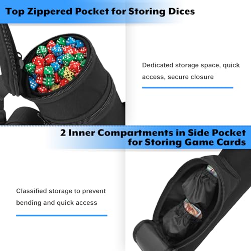 Playmat Tube Case Portable Game Play Mat Storage Bag with Adjustable Strap Compatiable with TCG/MTG Playmat, Game Mat Carry Case with Trading Card Holder and Dice Pocket