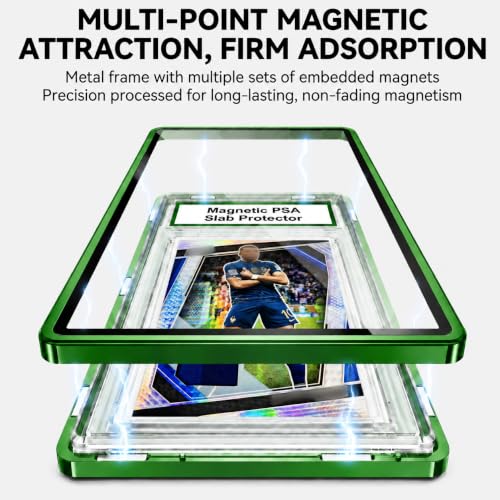 PSA Slab Case with 9-Point Secure Lock, Aluminum Alloy Graded Card Case, Magnetic UV Protection Slab Protector Fits 35PT PSA, CGC, CSG Cards, Professional Display Frame for Sports Cards (grass green) - color: grass green