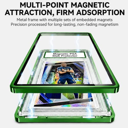 PSA Slab Case with 9-Point Secure Lock, Aluminum Alloy Graded Card Case, Magnetic UV Protection Slab Protector Fits 35PT PSA, CGC, CSG Cards, Professional Display Frame for Sports Cards (grass green) - color: grass green