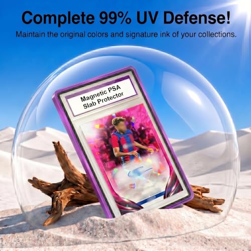 PSA Slab Case with 9-Point Secure Lock, Aluminum Alloy Graded Card Case, Magnetic UV Protection Slab Protector Fits 35PT PSA, CGC, CSG Cards, Professional Display Frame for Sports Cards (purple) - color: Purple