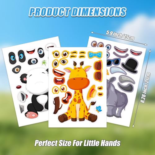 48 Sheets Create Funny Safari Animals Stickers, Make a Face Stickers for Boys and Girls, Travel Sticker Books, Party Favors, Birthday, Home, School and Activities Gifts for Kids Ages 3+ - style: Wildlife