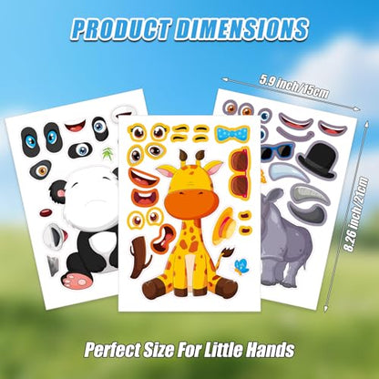 48 Sheets Create Funny Safari Animals Stickers, Make a Face Stickers for Boys and Girls, Travel Sticker Books, Party Favors, Birthday, Home, School and Activities Gifts for Kids Ages 3+ - style: Wildlife