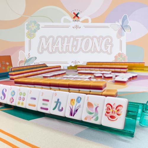 American Mahjong Gradient Design Set 1.2-inch 160 Acrylic High-Grade Four Layer Orange Mah-Jongg Tiles - color: Orange