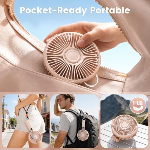 Portable Handheld Fan, 10000mAh Rechargeable 6-Inch Personal Fan for Travel | Ultra Quiet Foldable Desk Fan, 5-Speed Battery Operated Fan with Up to 40H Runtime and Digital Display for Travel and Makeup - color: Pink
