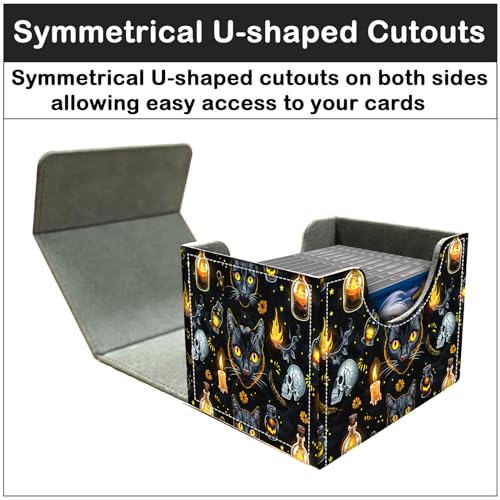 Card Deck Box for MTG Trading Cards with Magnetic Closure,Premium Card Storage Box Case Cover for TCG CCG Magic Cards,Halloween Black Cat - color: Halloween Black Cat
