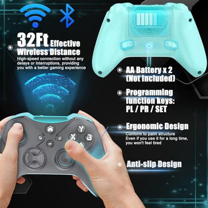 Nonbliep Wireless Controller for Xbox On X/S, Series X/S, PC, with Dual Vibration/6-Axis Motion Control/3.5mm Audio Jack/Programming with Turbo Macro Function