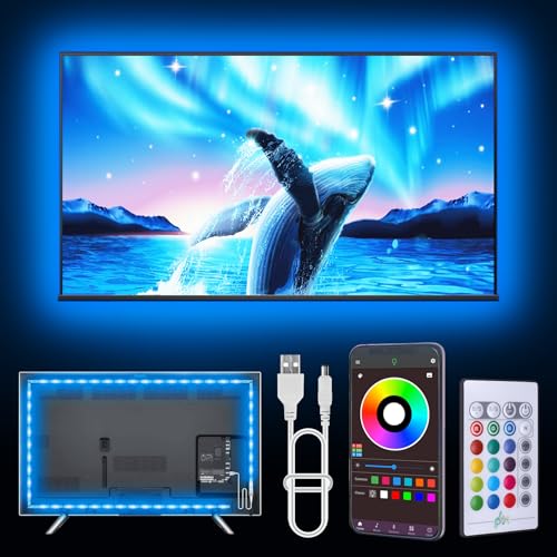 GANZQH 20FT USB RGB Led Lights for TV 32-80 Inch with Remote & App Control | USB Led Ligth Strip with Remote, App Control, RGB TV Lights Music Sync Color Changing, Led Lights for Room Gaming Accessories - size: 20FT