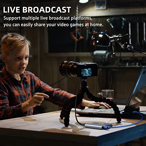 4K 60fps Audio Video HDMI Game Capture, Live Gamer | Portable Pass-Through 4K Full HD 1080P 60fps USB3.0 Capture Card Ultra Low Latency Record Stream for XBOX, PlayStation