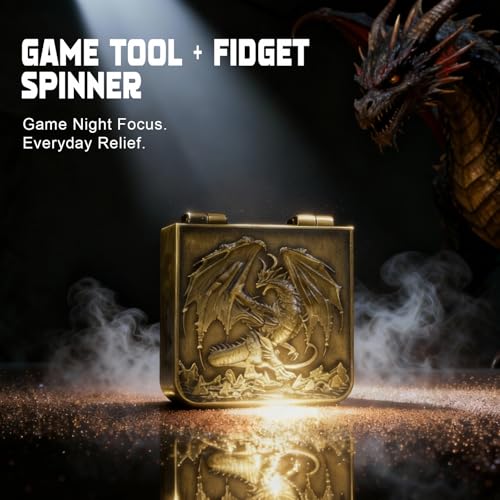 7-in-1 DND Pocket Spinner Dice Set, Foldable Flip Dice with Delicate Dragon Iron Box, Compact Dice Set for DND Role-Playing Games Fans (Glod) - color: Glod